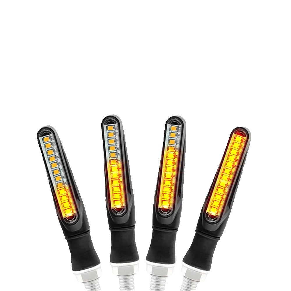 Motorcycle sequential LED turn signals with daytime running and brake light wiring