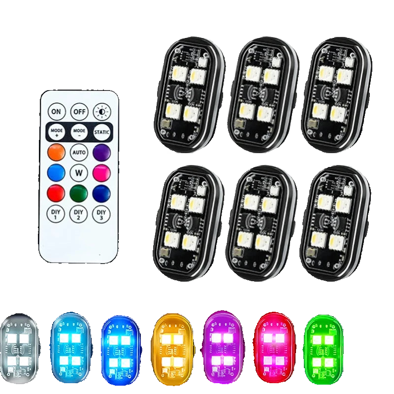 RGB LED rechargeable wireless motorcycle warning strobe light kit