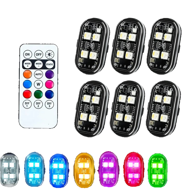 RGB LED rechargeable wireless motorcycle warning strobe light kit
