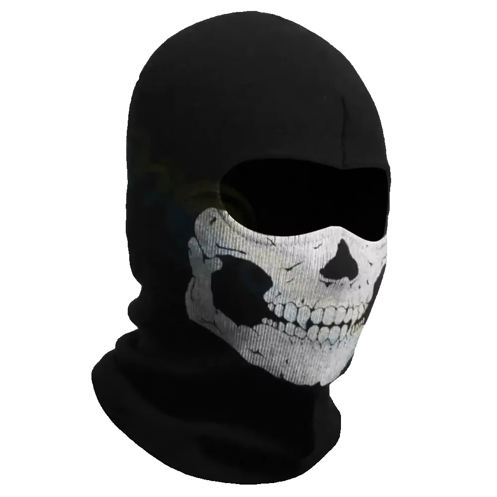 Skull print full-face motorcycle balaclava and windproof helmet liner