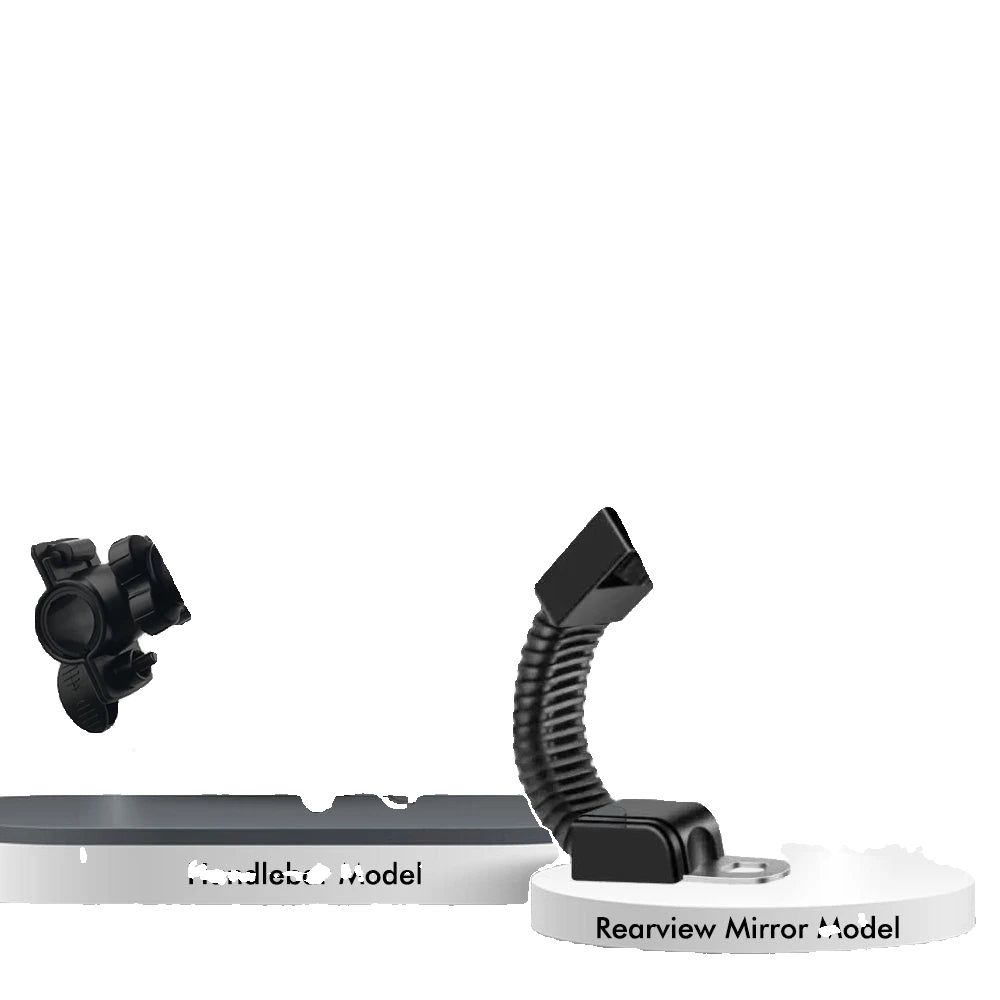 Waterproof motorcycle phone holder with handlebar and mirror mounting hardware